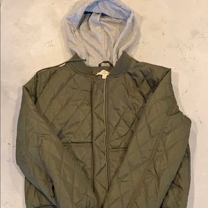 Green Puffer Jacket w/Gray Hood